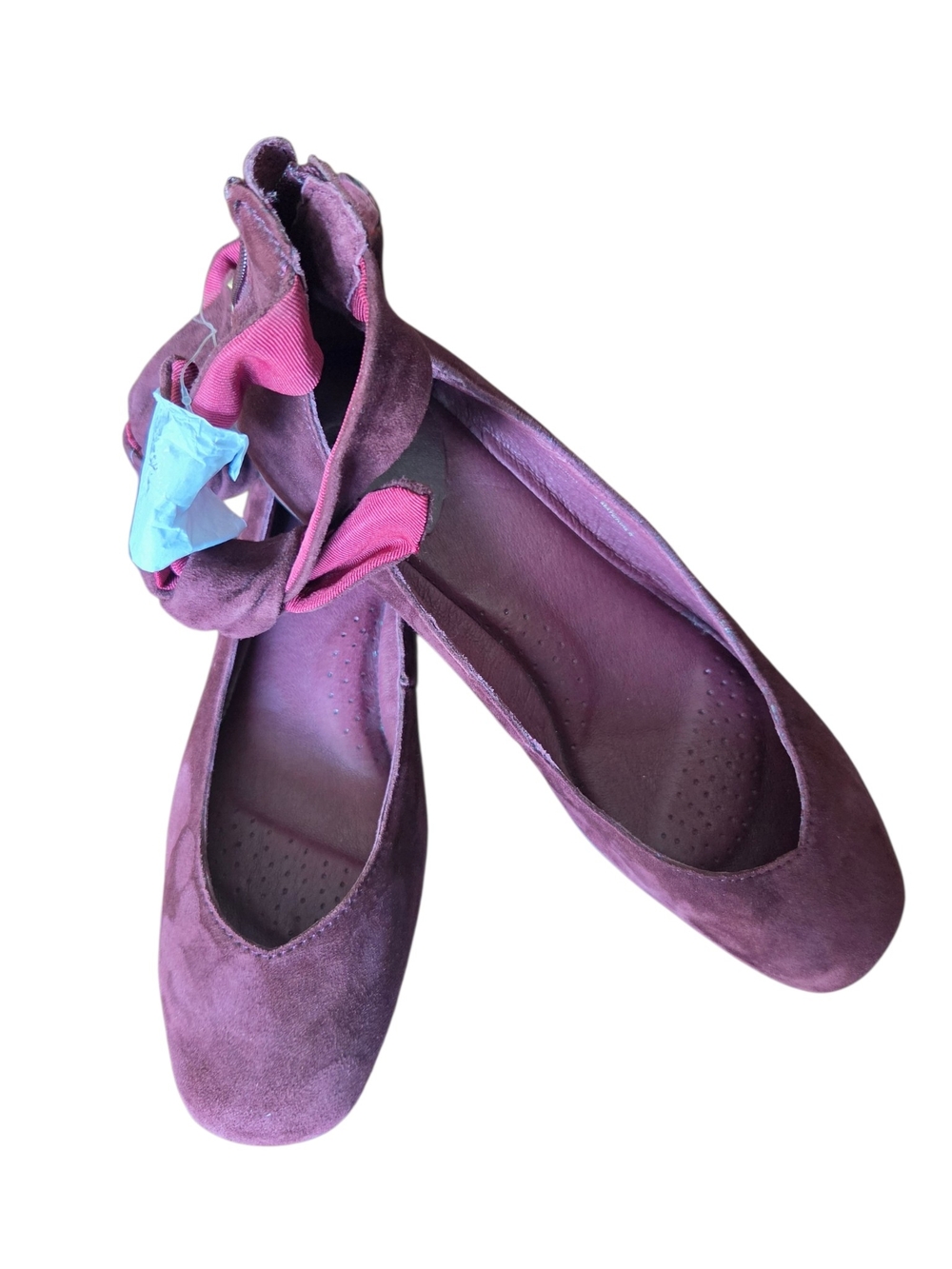 NWOT! Women’s Suede Ballet Flats in Plum with Bow Accent